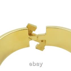 HERMES Clic Clac H Bracelet Blue Enamel Gold Plated H300001F