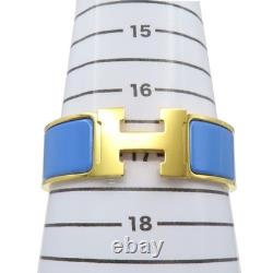 HERMES Clic Clac H Bracelet Blue Enamel Gold Plated H300001F