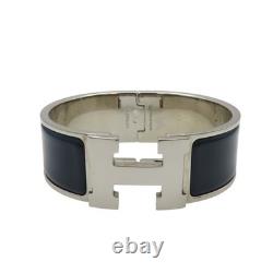 HERMES Clic Clac H Bracelet Blue Enamel Silver Plated