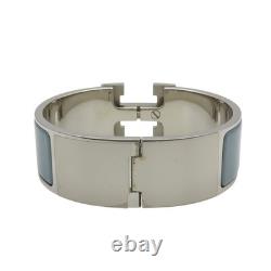 HERMES Clic Clac H Bracelet Blue Enamel Silver Plated