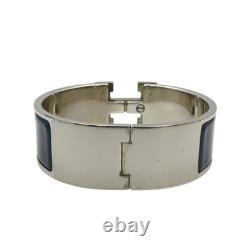 HERMES Clic Clac H Bracelet Blue Enamel Silver Plated