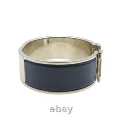 HERMES Clic Clac H Bracelet Blue Enamel Silver Plated