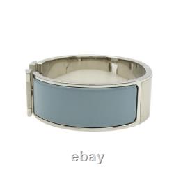 HERMES Clic Clac H Bracelet Blue Enamel Silver Plated