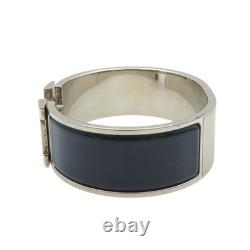 HERMES Clic Clac H Bracelet Blue Enamel Silver Plated