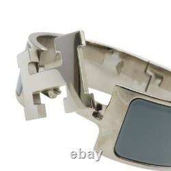 HERMES Clic Clac H Bracelet Blue Enamel Silver Plated HERMES Clic Clac H Bracelet Blue Enamel Silver Plated