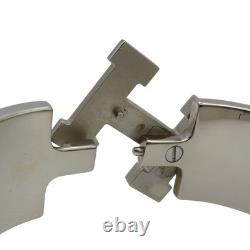 HERMES Clic Clac H Bracelet Blue Enamel Silver Plated