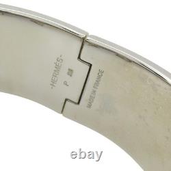 HERMES Clic Clac H Bracelet Blue Enamel Silver Plated