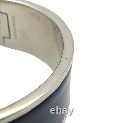 HERMES Clic Clac H Bracelet Blue Enamel Silver Plated