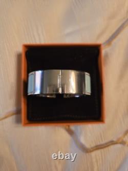 HERMES Clic Clac H Light Blue Enamel Silver Palladium Bracelet
