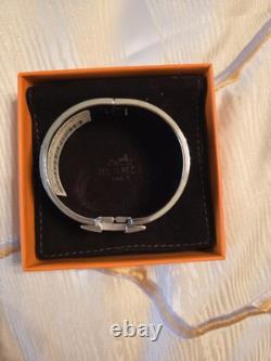 HERMES Clic Clac H Light Blue Enamel Silver Palladium Bracelet