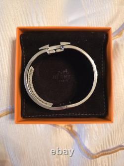 HERMES Clic Clac H Light Blue Enamel Silver Palladium Bracelet