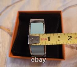 HERMES Clic Clac H Light Blue Enamel Silver Palladium Bracelet