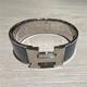 Herm&Egrave;s Clic Clac H Silver & Blue Enamel Bangle Bracelet Turnlock Oval 6.2in