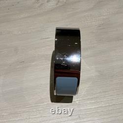 HERMÈS Clic Clac H Silver & Blue Enamel Bangle Bracelet Turnlock Oval 6.2in
