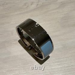 HERMÈS Clic Clac H Silver & Blue Enamel Bangle Bracelet Turnlock Oval 6.2in