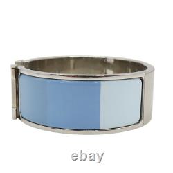 HERMES Clic Clac H Wide Bracelet Blue Enamel Silver Plated