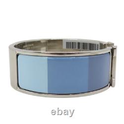HERMES Clic Clac H Wide Bracelet Blue Enamel Silver Plated