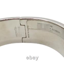 HERMES Clic Clac H Wide Bracelet Blue Enamel Silver Plated