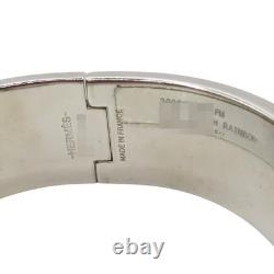 HERMES Clic Clac H Wide Bracelet Blue Enamel Silver Plated