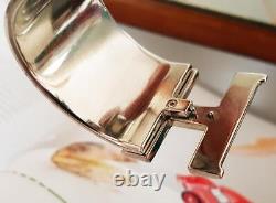 HERMES Clic Clac NAVY WHITE Cuff Bangle GM Silver Palladium Enamel Bracelet EC