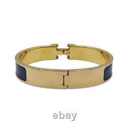 HERMES Clic H Bracelet Blue Enamel