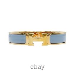 HERMES Clic H Bracelet Blue Enamel Gold Plated