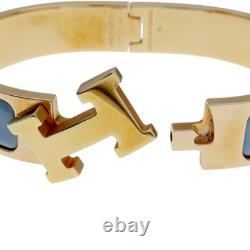 HERMES Clic H Bracelet Blue Enamel Gold Plated