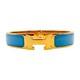 Hermes Clic H Bracelet Blue Enamel Gold Plated P Stamp H700001f