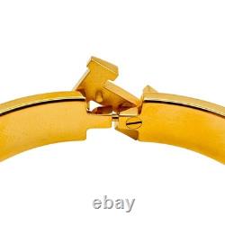 HERMES Clic H Bracelet Blue Enamel Gold Plated P Stamp H700001F