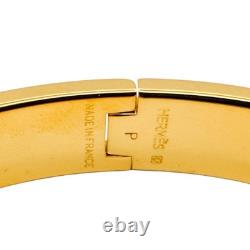 HERMES Clic H Bracelet Blue Enamel Gold Plated P Stamp H700001F