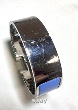 HERMÈS Clic H Bracelet Wide Blue Enamel Palladium M Size 16.5 cm Used Good