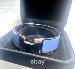 HERMÈS Clic H Bracelet Wide Blue Enamel Palladium M Size 16.5 cm Used Good