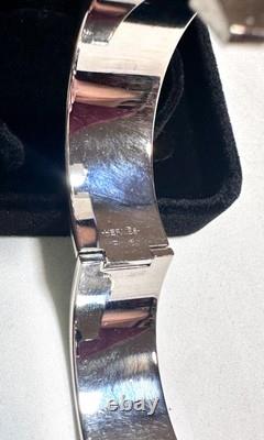 HERMES Clic H Bracelet Wide Royal Blue Enamel Palladium XS Size Used Good