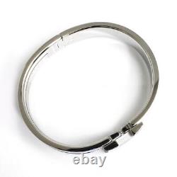 HERMES Click Crack H PM Enamel Palladium plated Bracelet Blue Ciel SilverUnisex