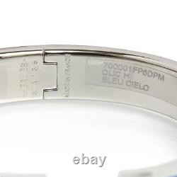 HERMES Click Crack H PM Enamel Palladium plated Bracelet Blue Ciel SilverUnisex