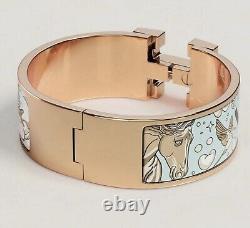 HERMES Dans Les Nuages Gray Enamel WIDE H Clic Bracelet PM Birkin