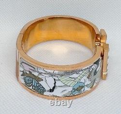 HERMES Dans Les Nuages Gray Enamel WIDE H Clic Bracelet PM Birkin