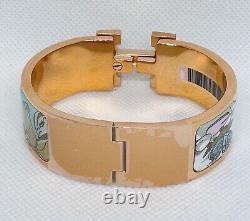 HERMES Dans Les Nuages Gray Enamel WIDE H Clic Bracelet PM Birkin