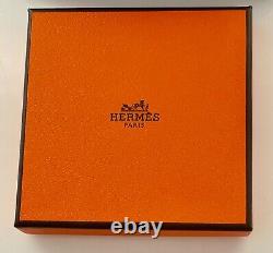 HERMES ENAMEL navy narrow BRACELET yellow gold plated BORDER in box