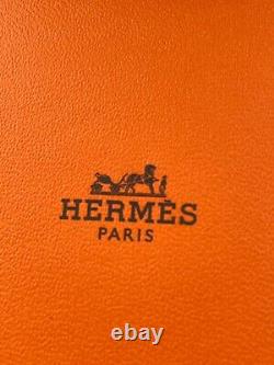 HERMES ENAMEL navy narrow BRACELET yellow gold plated BORDER in box