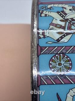 HERMES Elephant Bangle Bracelet Cloisonné Blue Enamel Silver Tone Metal. 75x2.5
