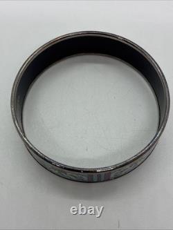 HERMES Elephant Bangle Bracelet Cloisonné Blue Enamel Silver Tone Metal. 75x2.5