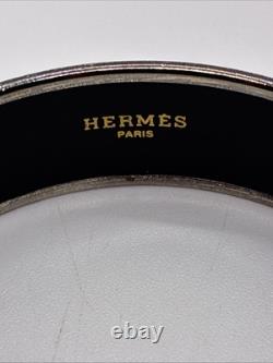 HERMES Elephant Bangle Bracelet Cloisonné Blue Enamel Silver Tone Metal. 75x2.5