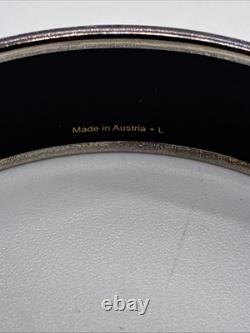 HERMES Elephant Bangle Bracelet Cloisonné Blue Enamel Silver Tone Metal. 75x2.5