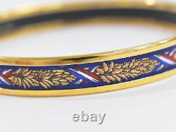 HERMES Email Bangle Bracelet Cloisonne Gold Plated Blue 20cm
