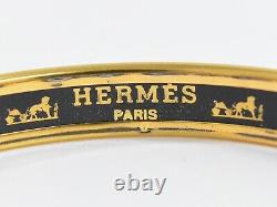 HERMES Email Bangle Bracelet Cloisonne Gold Plated Blue 20cm