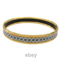 HERMES Email Bangle PM Blue Enamel Bracelet Pre-owned