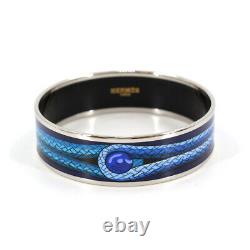 HERMES Email GM Enamel Bracelet Bangle Blue Accessories 90108261