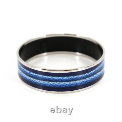 HERMES Email GM Enamel Bracelet Bangle Blue Accessories 90108261