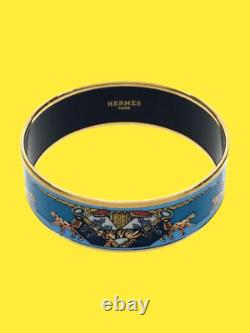 HERMES Email GM tiger leopard Bracelet Bangle Enamel Blue Accessory